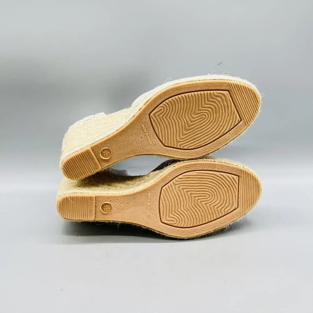 Paseart Sandals Womens 8.5 Gray Suede Espadrille Wedge Ankle Tie Lace Up Shoes